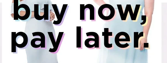 buy now, pay later headline with pastel shadow