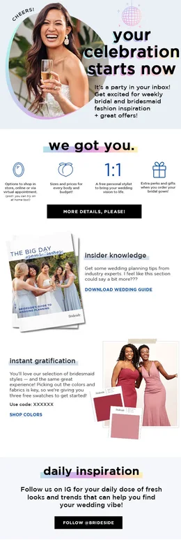Your celebration starts now email