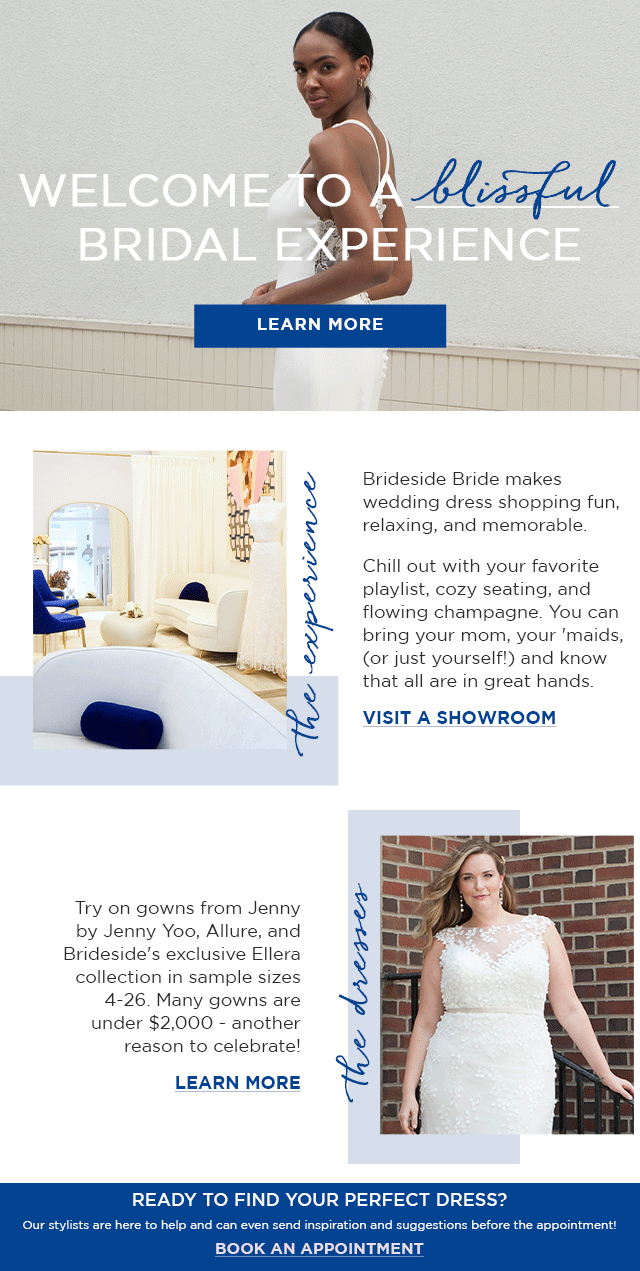 Welcome to a blissful bridal experience launch email