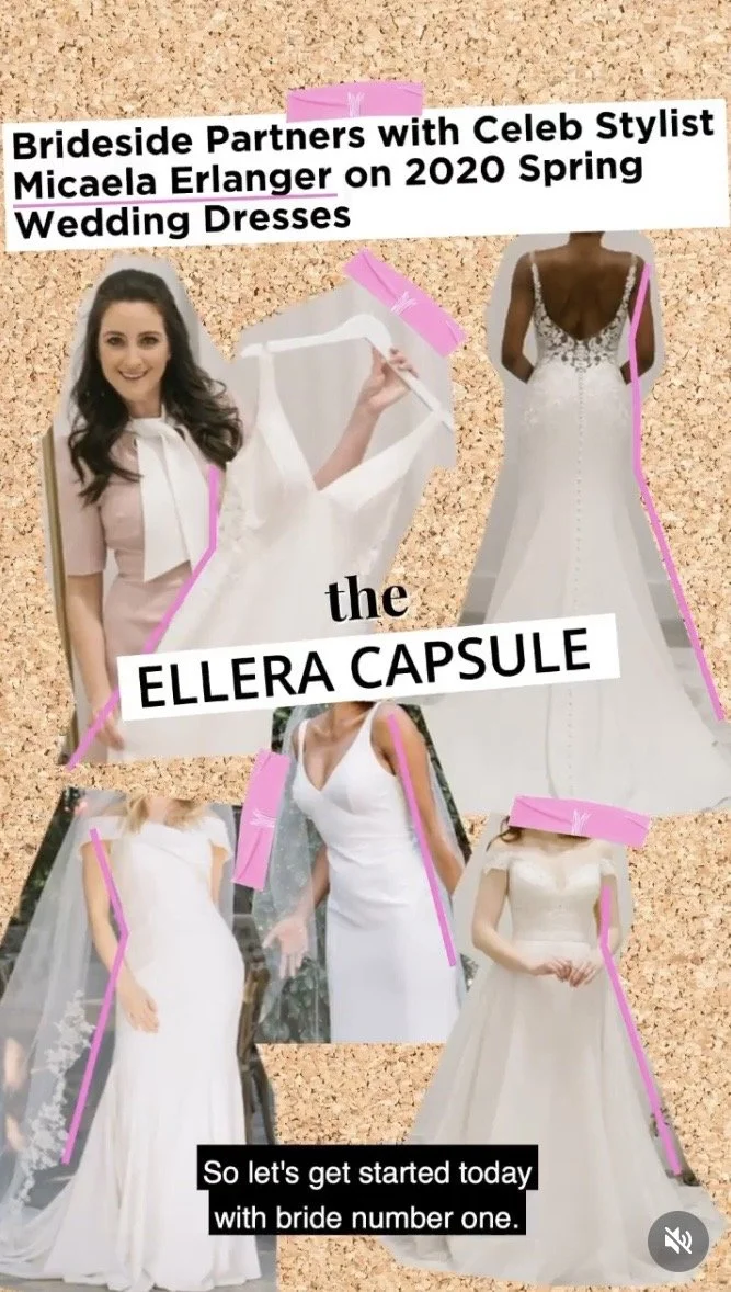 Ellera capsule collage with the headline Brideside Partners with Celeb Stylist Micaela Erlanger