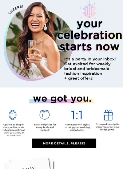 Your celebration starts now email
