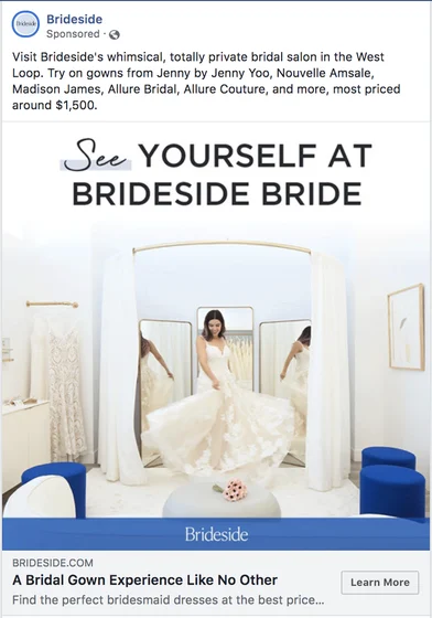 See yourself at Brideside Bride Facebook ad