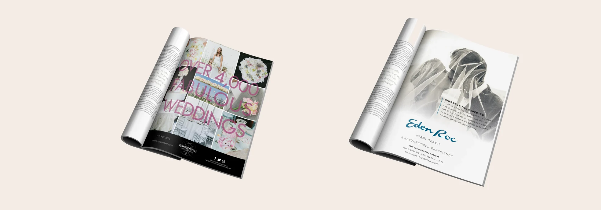 Modern Luxury ads for Eden Roc and Perfect Petals