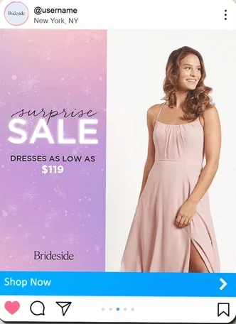 Brideside ad, version B: surprise sale