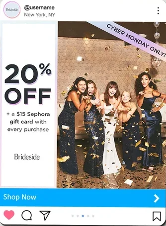 Brideside ad, version A: the discount