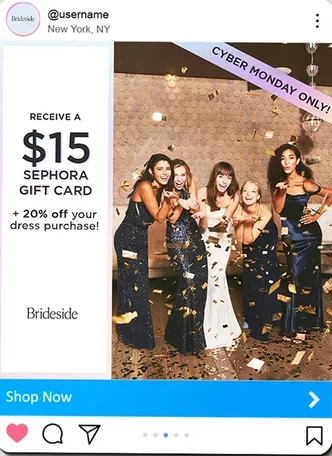 Brideside ad, version B: the gift card