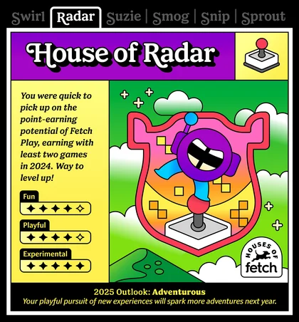 Houses of Fetch recap card: House of Radar