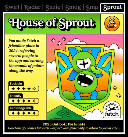Houses of Fetch recap card: House of Sprout
