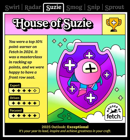 Houses of Fetch recap card: House of Suzie