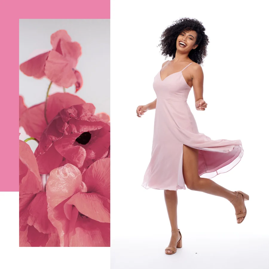 Poppy lookbook: pink petals and a pink midi dress